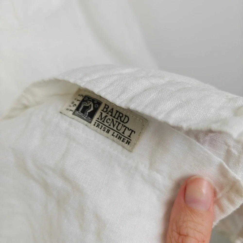 J. Crew Mens Baird McNutt Irish Linen Shirt Large White Slim Fit Coastal Summer